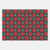Kerstmis Script Groen en Rood Schaakbord Inpakpapier Vel (Voorkant)