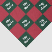Kerstmis Script Groen en Rood Schachbord Tissuepapier (Detail)