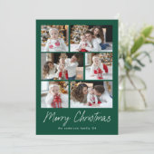 Kerstmis Script Groene 6 Foto Collage Feestdagenkaart (Staand voorkant)