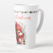 Kerstmis-script met whizige kerstmisvogel latte mok (Rechterhoek)