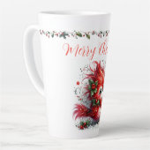 Kerstmis-script met whizige kerstmisvogel latte mok (Linkerhoek)