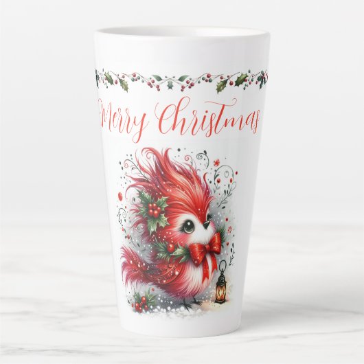 Kerstmis-script met whizige kerstmisvogel latte mok (Voorkant)