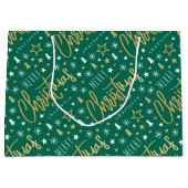 Kerstmis Script Naam Groen Nep Goud Groot Cadeauzakje (Voorkant)
