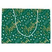 Kerstmis Script Naam Groen Nep Goud Groot Cadeauzakje (Achterkant)