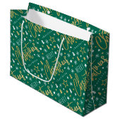 Kerstmis Script Naam Groen Nep Goud Groot Cadeauzakje (Voorkant Gekanteld)