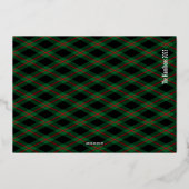 Kerstmis Script Navy Plaid Foto Vakantie Folie Uitnodiging (Achterkant)