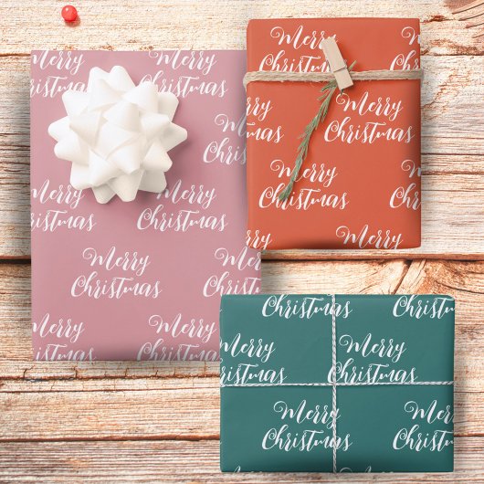 Kerstmis Script Patroon Groen Roze Oranje Inpakpapier Vel