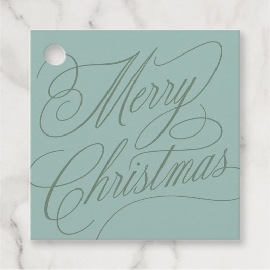 Kerstmis script retro blauw groen bedankjes labels (Voorkant)