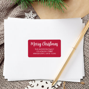 Kerstmis Script Rode Retouradres Etiket