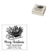 Kerstmis Script Santa slee Kerst familie adres Rubberstempel (Gestempeld)