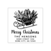 Kerstmis Script Santa slee Kerst familie adres Rubberstempel (Afrduk)