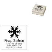 Kerstmis Script Sneeuwvlok Familie Adres Rubberstempel (Gestempeld)
