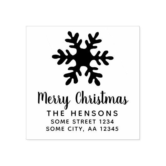 Kerstmis Script Sneeuwvlok Familie Adres Rubberstempel (Afrduk)