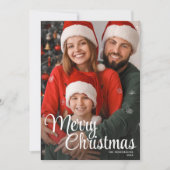 Kerstmis Script Tekst Overlay Familie Foto Feestdagenkaart (Voorkant)