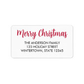Kerstmis Script Typografie Retouradres Etiket (Voorkant)