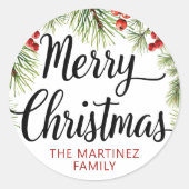 Kerstmis Script Typografie Ronde Sticker (Voorkant)