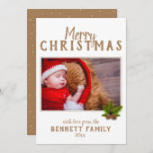 Kerstmis Scriptie Dennnen Feest Fotokaart Feestdagenkaart (Voorkant / Achterkant)