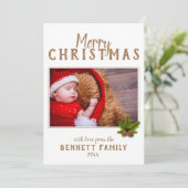 Kerstmis Scriptie Dennnen Feest Fotokaart Feestdagenkaart (Staand voorkant)
