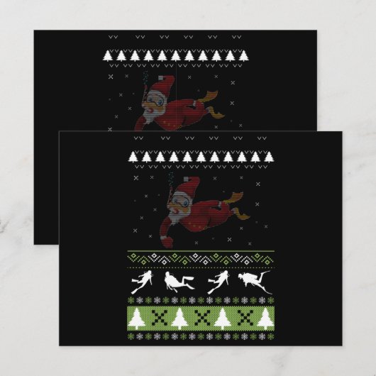 Kerstmis : Scuba duiker , paj pajama Briefkaart (Voorkant / Achterkant)