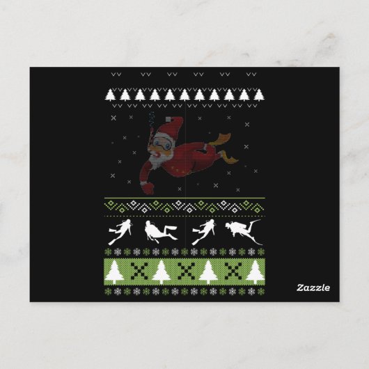 Kerstmis : Scuba duiker , paj pajama Briefkaart (Achterkant)