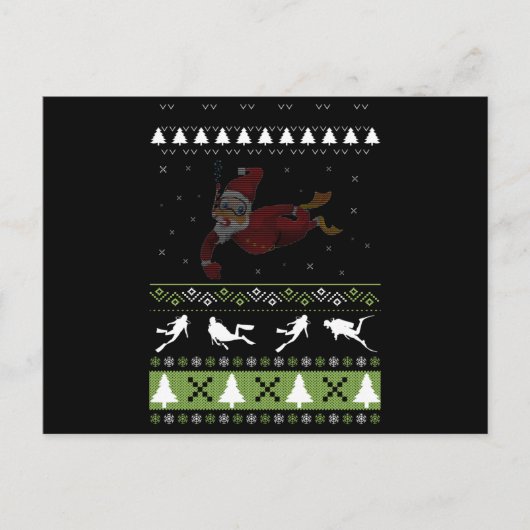 Kerstmis : Scuba duiker , paj pajama Briefkaart (Voorkant)