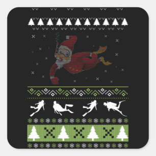 Kerstmis : Scuba duiker , paj pajama Vierkante Sticker