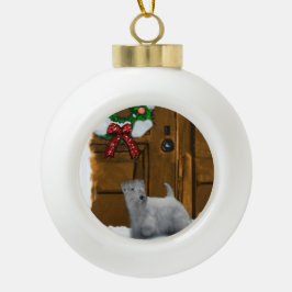 Kerstmis Sealyham Terrier Keramische Bal Ornament