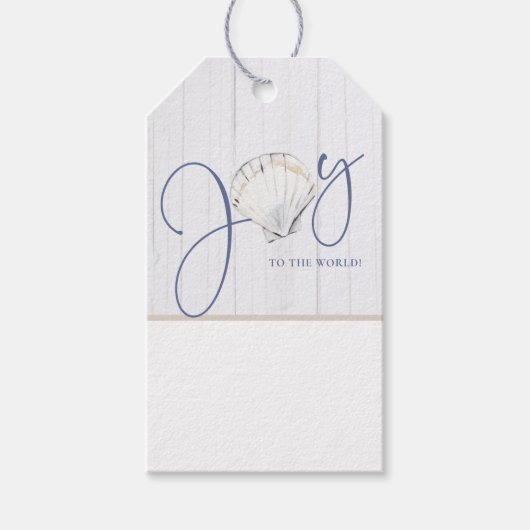 Kerstmis Seashell Rustieke Nautische Vreugde Cadeaulabel (Voorkant)