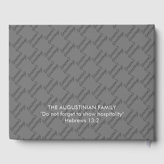 kerstmis, SEASON'S GREETINGS Aangepast grijs Gastenboek (Achterkant)