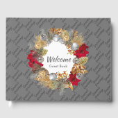 kerstmis, SEASON'S GREETINGS Aangepast grijs Gastenboek (Voorkant)