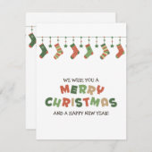 Kerstmis seizoensgebonden hangsok kleurrijk feestdagenkaart (Voorkant / Achterkant)