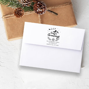 Kerstmis Seizoensgroet Berglandschap Rubberstempel