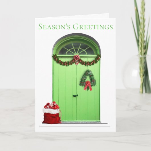 Kerstmis Seizoensgroeten Groene Deur Sjabloon (Voorkant)