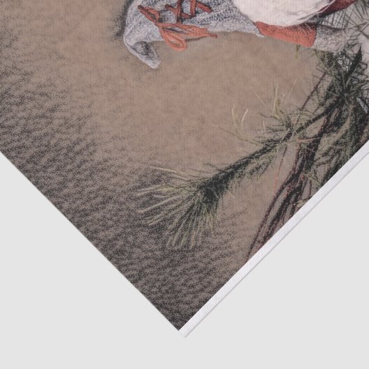 Kerstmis  Sepia Sketch Rustic Gnome Tissuepapier (Detail)