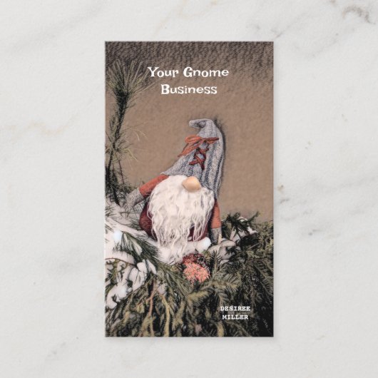 Kerstmis  Sepia Sketch Rustic Gnome Visitekaartje (Voorkant)