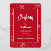 Kerstmis Shadowbox Zilverfolie Uitnodiging (Voorkant)