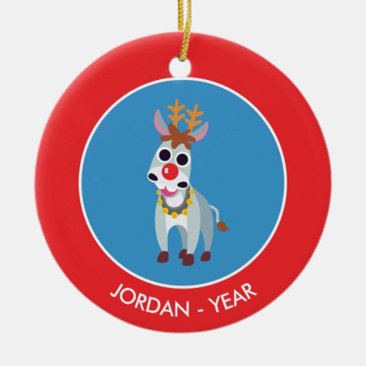 Kerstmis Shane de Donkey Keramisch Ornament (Voorkant)