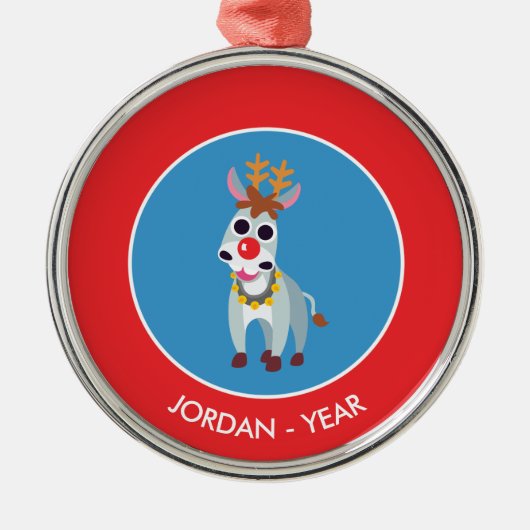 Kerstmis Shane de Donkey Metalen Ornament (Voorkant)