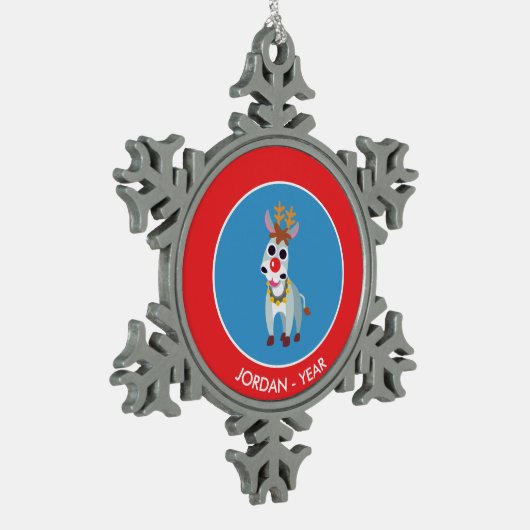 Kerstmis Shane de Donkey Tin Sneeuwvlok Ornament (Links)