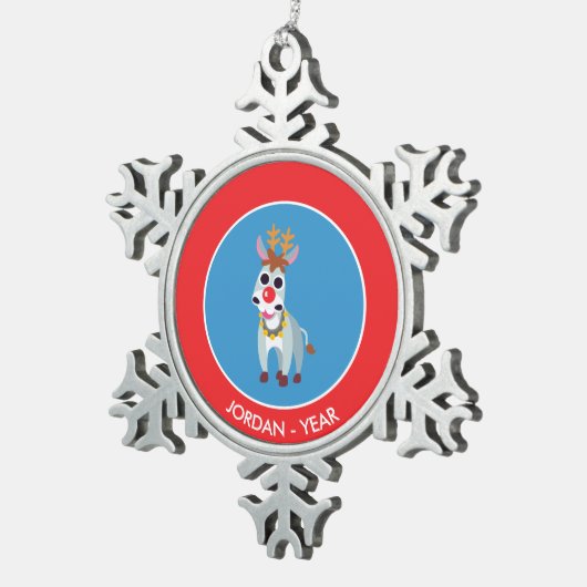 Kerstmis Shane de Donkey Tin Sneeuwvlok Ornament (Rechts)