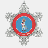 Kerstmis Shane de Donkey Tin Sneeuwvlok Ornament (Voorkant)