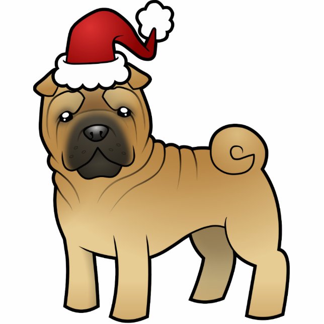 Kerstmis Shar Pei Ornament Fotobeeldje Ornament (Voorkant)