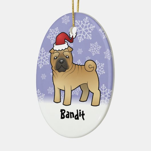 Kerstmis Shar Pei (voeg je huisdiernaam toe) Keramisch Ornament (Links)