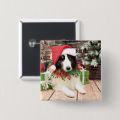 Kerstmis - Sheltie - Bandit Vierkante Button 5,1 Cm (Voorkant /achterkant)