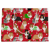 Kerstmis Sheltie Shetland Sheepdog Groot Cadeauzakje (Voorkant)