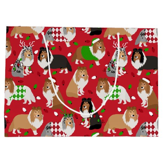 Kerstmis Sheltie Shetland Sheepdog Groot Cadeauzakje (Achterkant)