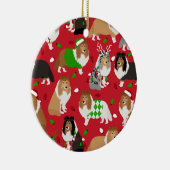 Kerstmis Sheltie Shetland Sheepdog Keramisch Ornament (Rechts)