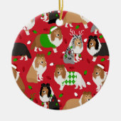 Kerstmis Sheltie Shetland Sheepdog Keramisch Ornament (Voorkant)