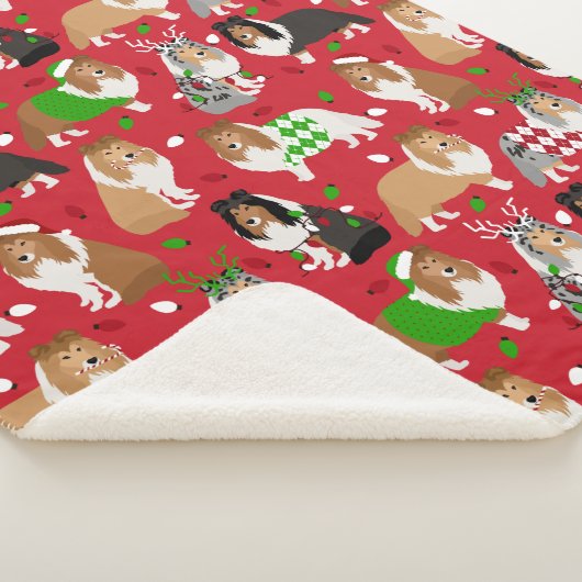 Kerstmis Sheltie Shetland Sheepdog Sherpa Deken (3/4)