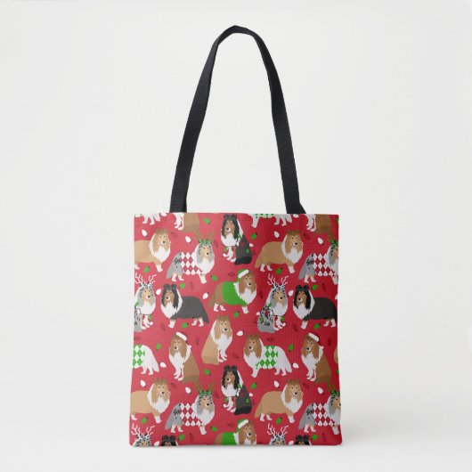 Kerstmis Sheltie Shetland Sheepdog Tote Bag (Voorkant)